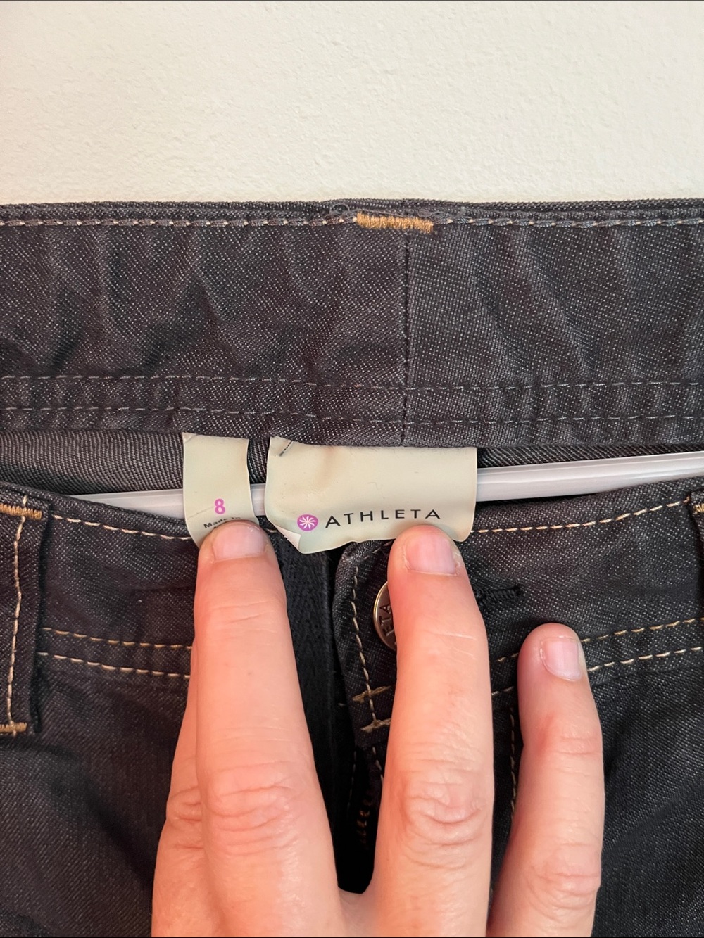 Athleta dark blue/black jeans with Contrast Stitching